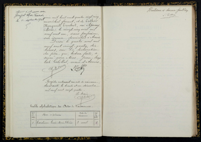 Asnois : actes d'état civil.