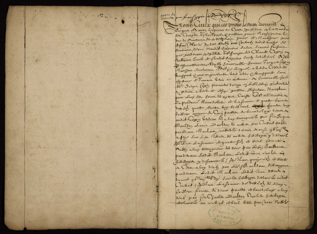 Tenures personnelles à Decize et ses environs : terrier avec table nominative.