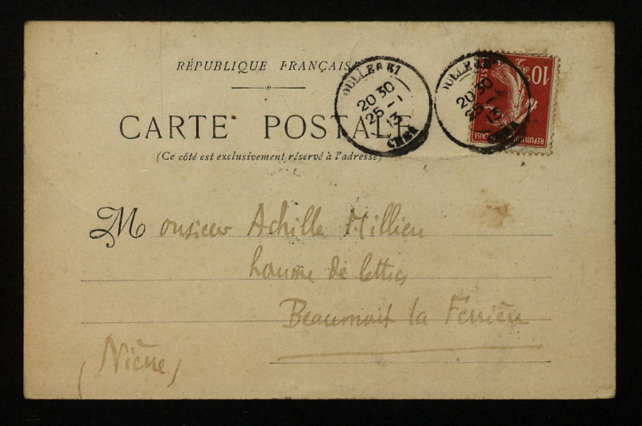 ABADIE (Michel), poète et instituteur (1866-1922): 1 lettre, 1 carte postale illustrée.
