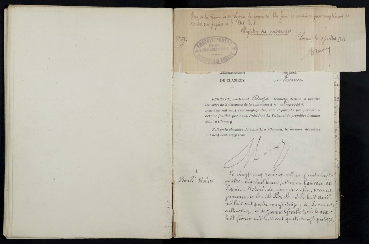 Lormes : actes d'état civil.