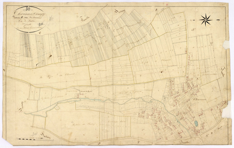 Chevannes-Changy, cadastre ancien : plan parcellaire de la section B dite de Chevannes, feuille 2