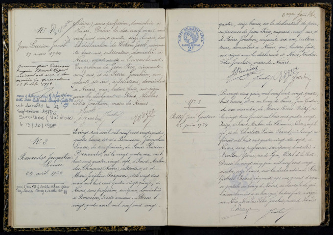 Nuars : actes d'état civil.