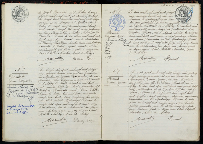 Nolay : actes d'état civil.