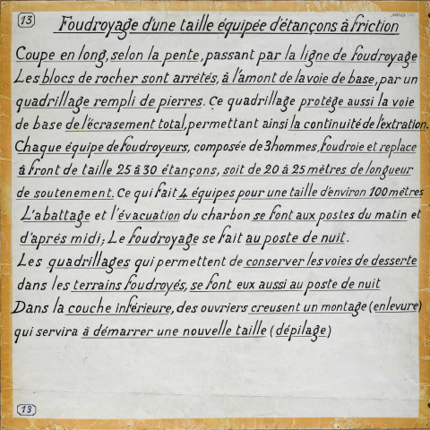 Faille équipée, étançons à friction + montage enlevure bois.