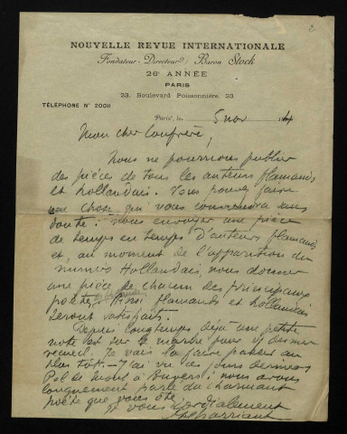 CHARRIAUT (Henri), critique à la Nouvelle Revue Internationale : 11 lettres.