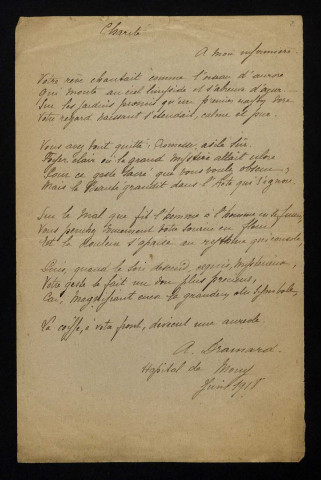 DRAMARD (Auguste), poète à Nevers (1888-1942) : 1 lettre, manuscrits.