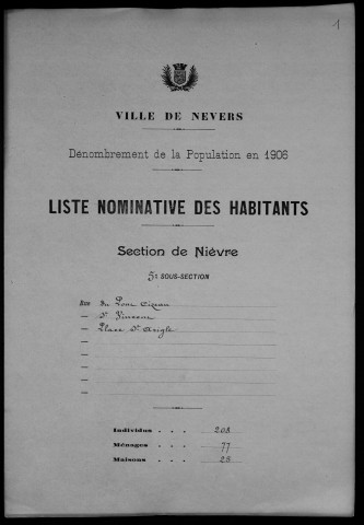 Nevers, Section de Nièvre, 5e sous-section : recensement de 1906