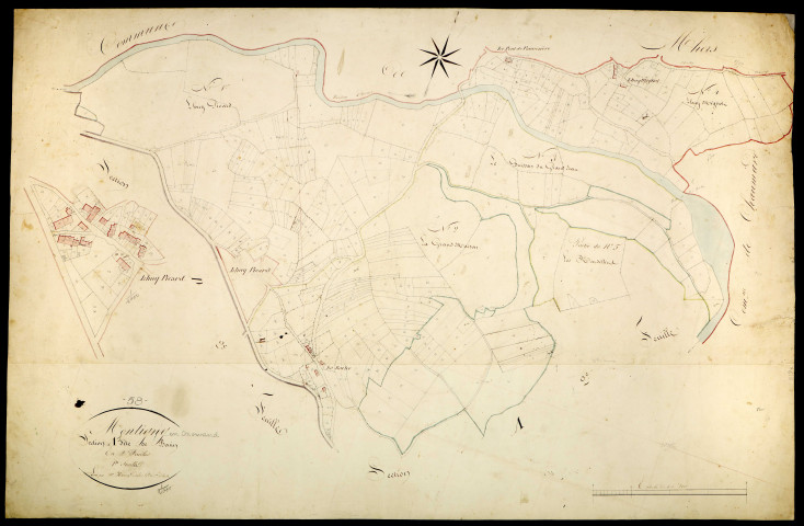 Montigny-en-Morvan, cadastre ancien : plan parcellaire de la section A dite de Bonin, feuille 1