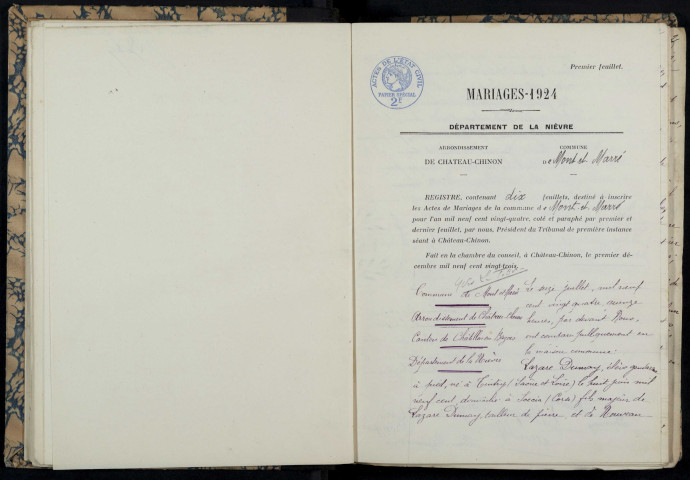 Mont-et-Marré : actes d'état civil.