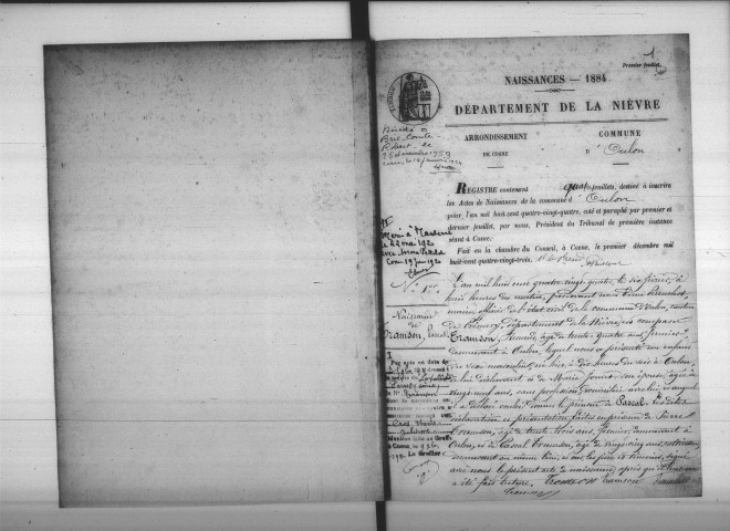 Oulon : actes d'état civil.
