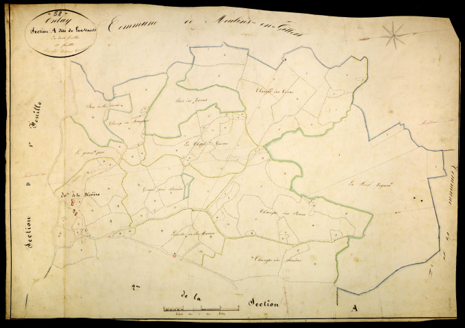 Onlay, cadastre ancien : plan parcellaire de la section A dite de Lévault, feuille 1