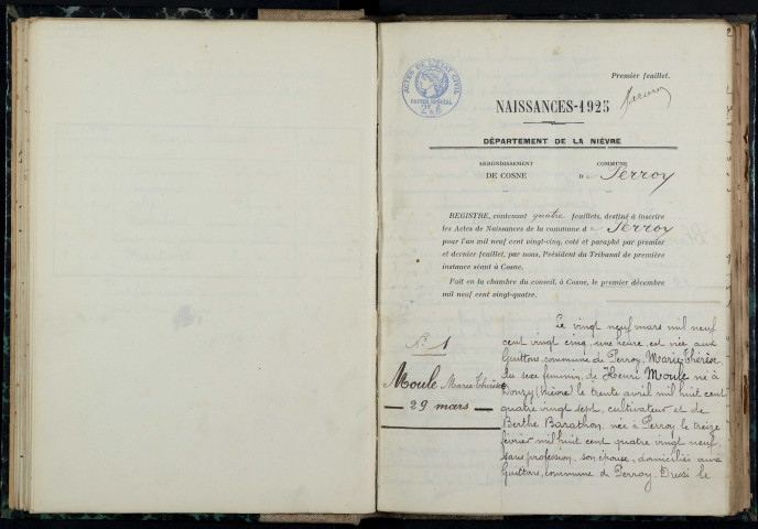 Perroy : actes d'état civil.