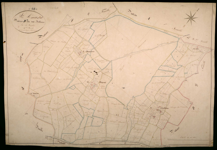 Saint-Amand-en-Puisaye, cadastre ancien : plan parcellaire de la section B dite des Billiens, feuille 4