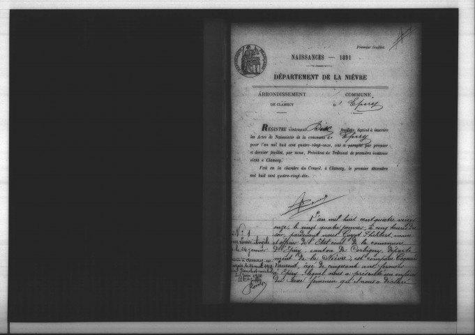 Epiry : actes d'état civil.