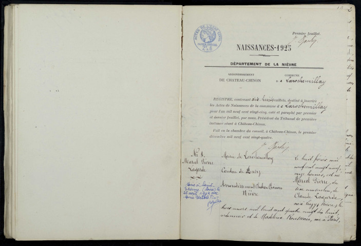 Larochemillay : actes d'état civil.