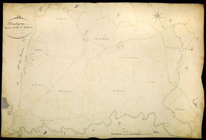 Montigny-sur-Canne, cadastre ancien : plan parcellaire de la section E dite de Bussière, feuille 5