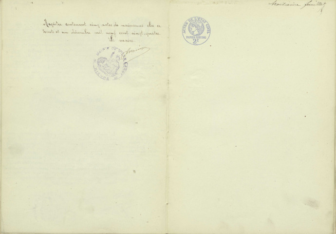 Ville-Langy : actes d'état civil.