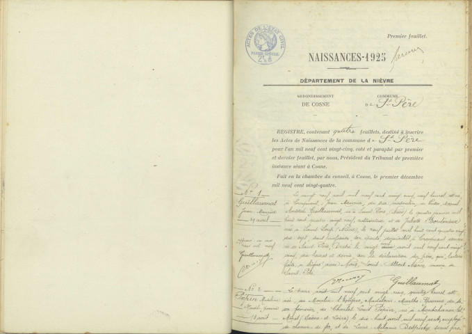Saint-Père : actes d'état civil.