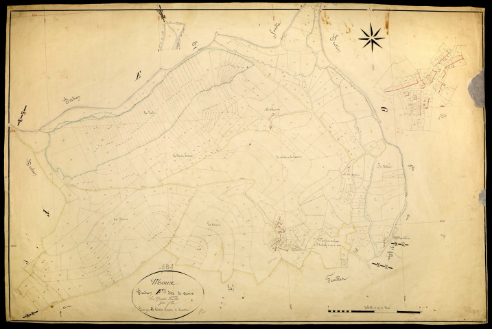 Moux-en-Morvan, cadastre ancien : plan parcellaire de la section F dite de Guise, feuille 3