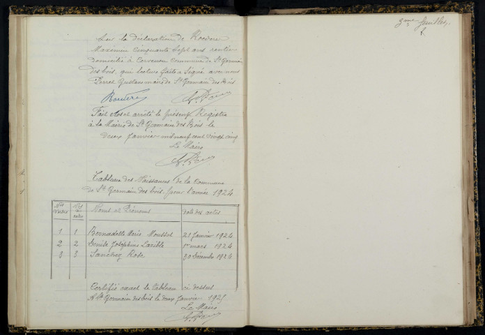 Saint-Germain-des-Bois : actes d'état civil.