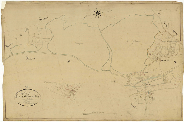 Giry, cadastre ancien : plan parcellaire de la section B dite de Gipy, feuille 8