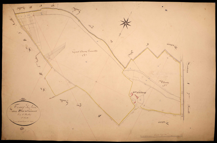 Tracy-sur-Loire, cadastre ancien : plan parcellaire de la section B dite des Girarmes, feuille 1