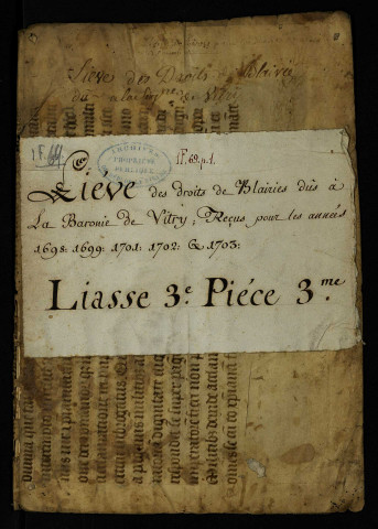 Liève des droits de blairies dus à la baronnie de Vitry.