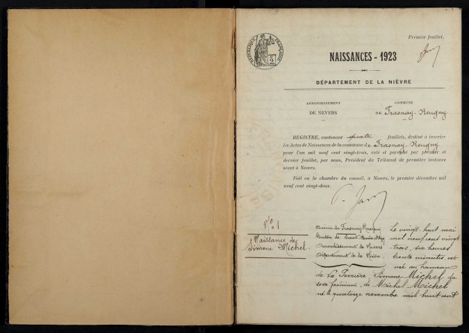 Frasnay-Reugny : actes d'état civil.