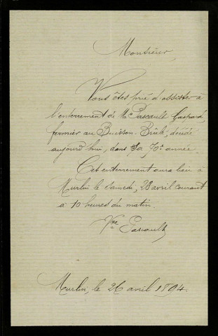 PASCAULT, de Murlin (Nièvre) : 1 lettre.