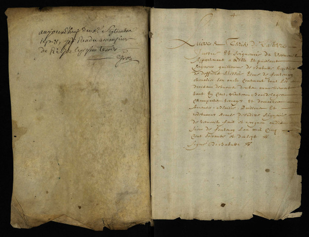 Terre, justice et seigneurie de Verneuil appartenant à Guillaume Babutte, héritier d'Edme de Fontenay : terrier.