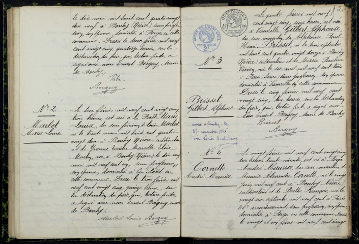 Bouhy : actes d'état civil.