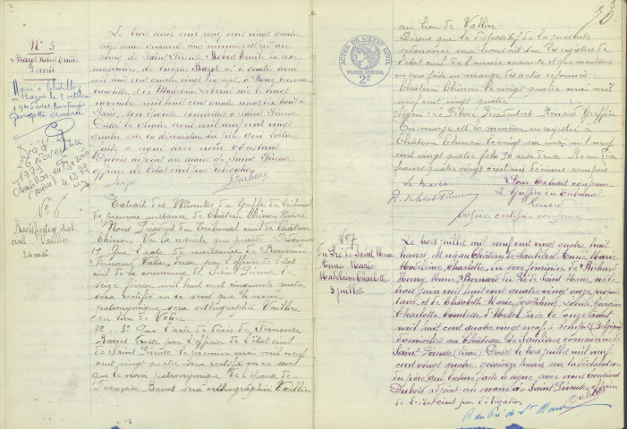 Saint-Péreuse : actes d'état civil.