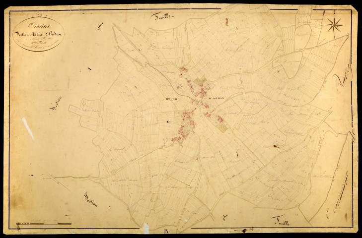 Oudan, cadastre ancien : plan parcellaire de la section A dite d'Oudan, feuille 3