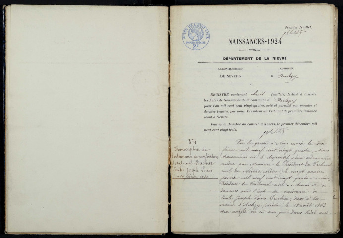 Anlezy : actes d'état civil.