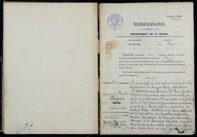 Rouy : actes d'état civil.