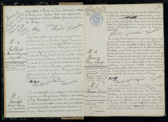 Perroy : actes d'état civil.