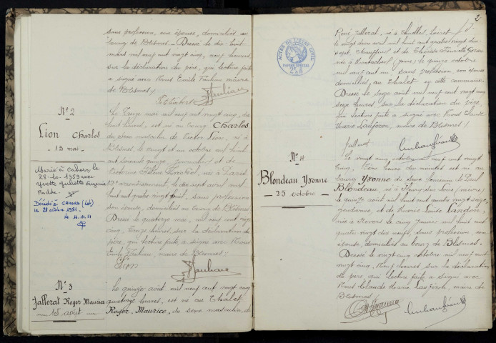 Blismes : actes d'état civil.