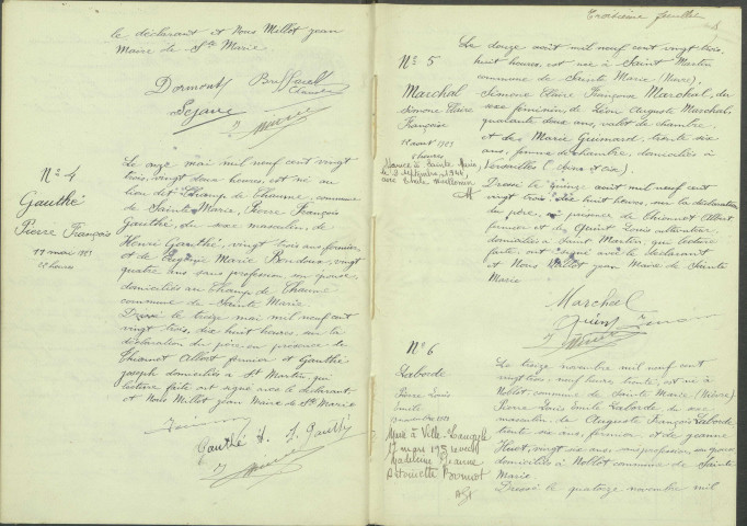 Sainte-Marie : actes d'état civil.