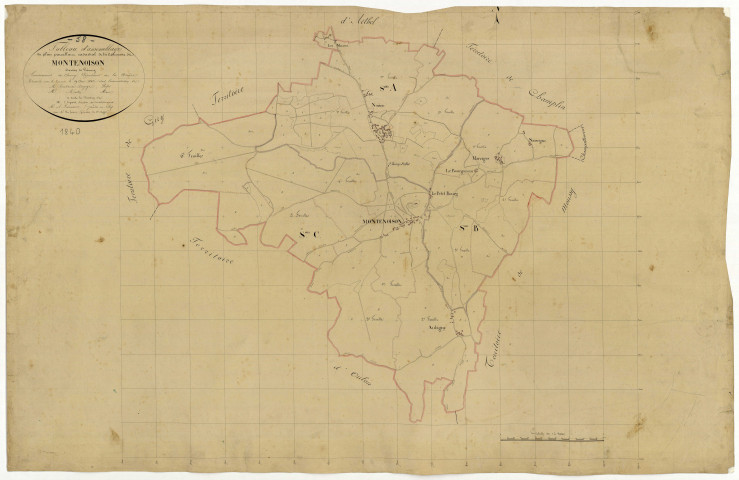 Montenoison, cadastre ancien : tableau d'assemblage
