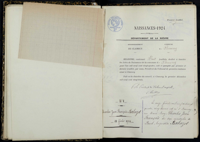 Dornecy : actes d'état civil.