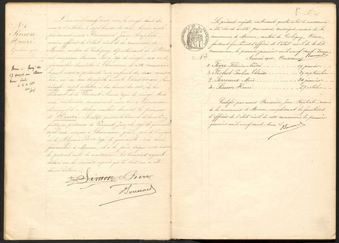 Mouron-sur-Yonne : actes d'état civil.