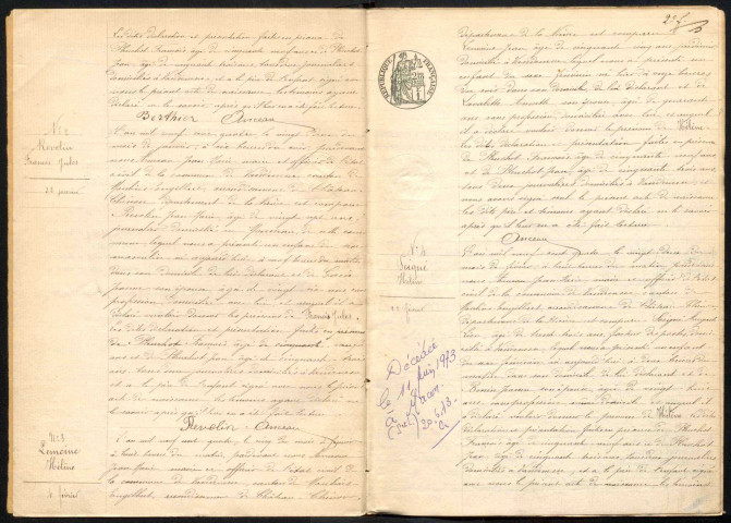 Vandenesse : actes d'état civil.