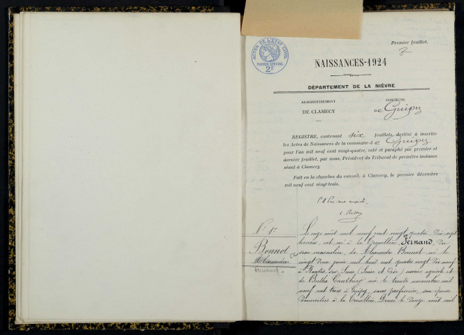 Guipy : actes d'état civil.