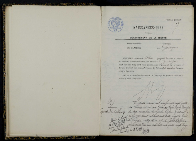 Gâcogne : actes d'état civil.