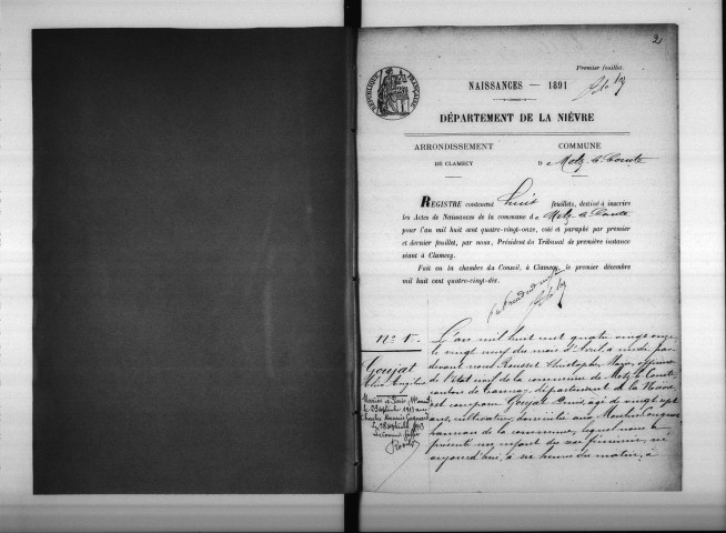 Metz-le-Comte : actes d'état civil.