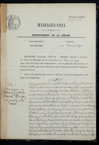 Lamenay-sur-Loire : actes d'état civil.