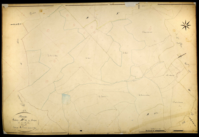 Moux-en-Morvan, cadastre ancien : plan parcellaire de la section B dite de Chevigny, feuille 7