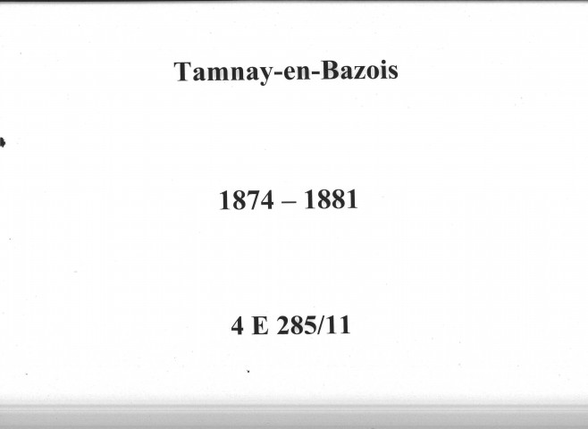 Tamnay-en-Bazois : actes d'état civil.