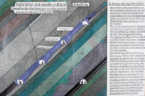Schéma de principe, exploitation en 1ère blard, transport par bennes de bois, coupe.