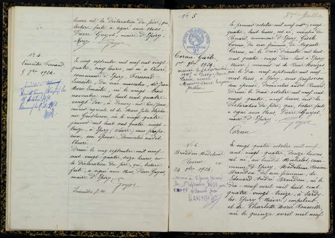 Epiry : actes d'état civil.